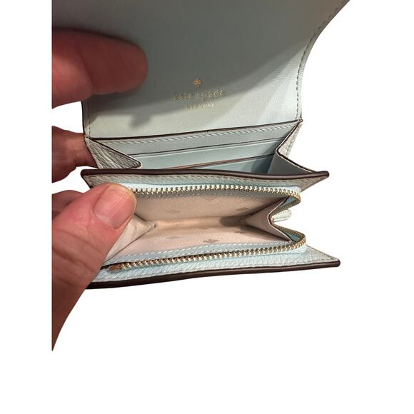 Kate Spade Marti Small Flap Bifold Wallet Light Blue Pebbled Leather - Picture 4 of 5